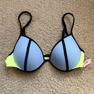 Victorias Secret blue and yellow bikini top